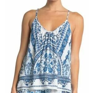 in BLOOM by Jonquil Size Medium Blue Floral Tank swing top blouse lace back